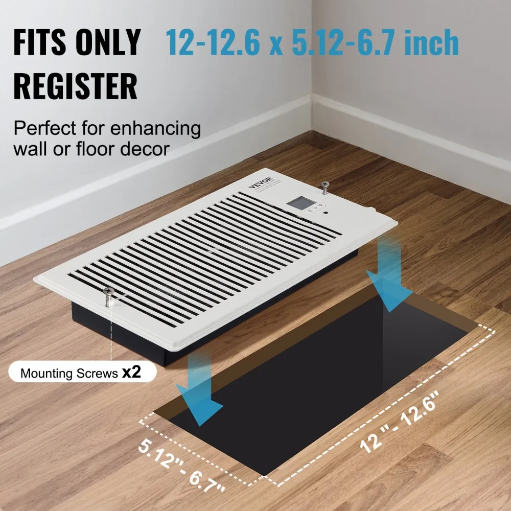 VEVOR 6 x 12 in register fan dimensions