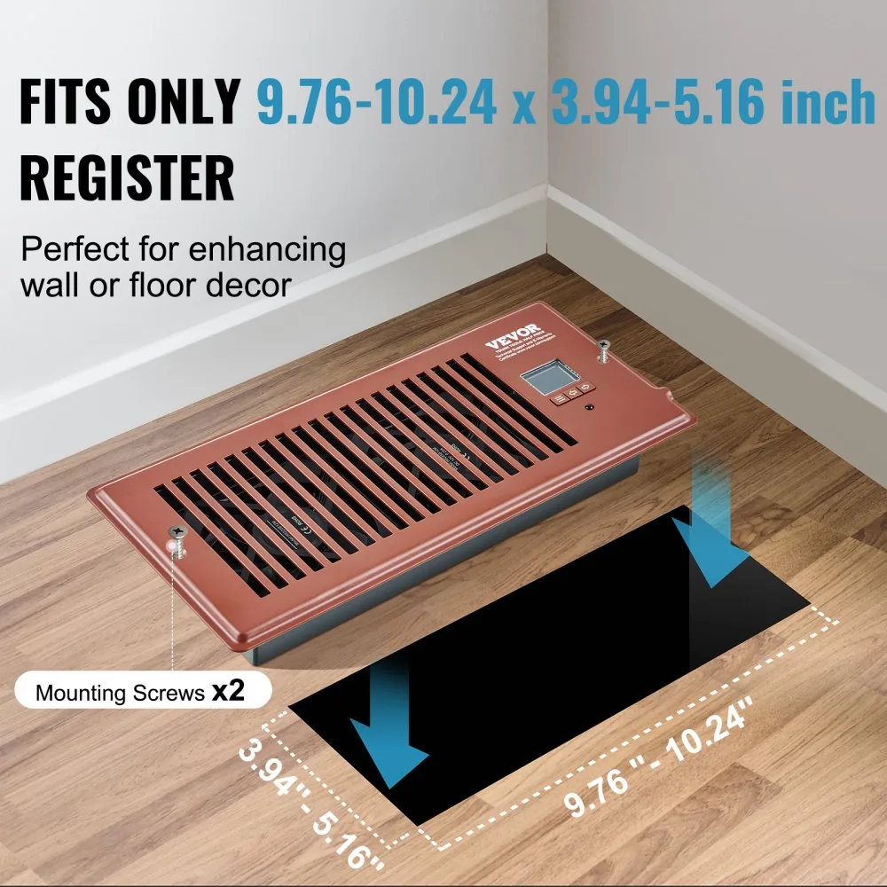 VEVOR 4 x 10 in register fan dimensions