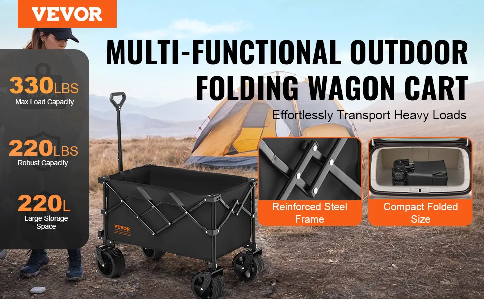 VEVOR Folding Wagon 220 L 350 LBS All-Terrain Outdoor overview