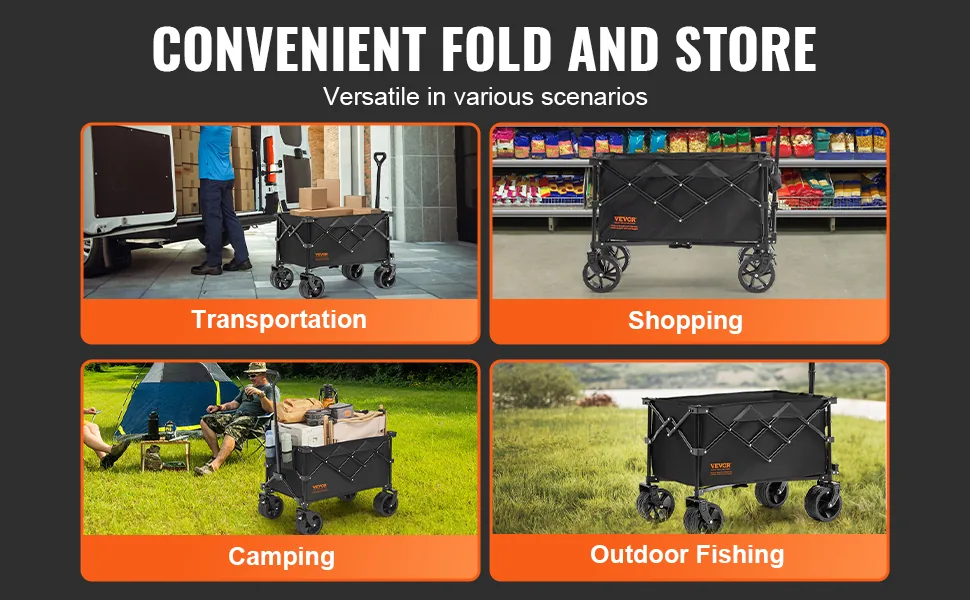VEVOR Folding Wagon 220 L 350 LBS All-Terrain Outdoor 350 lbs load detail 4