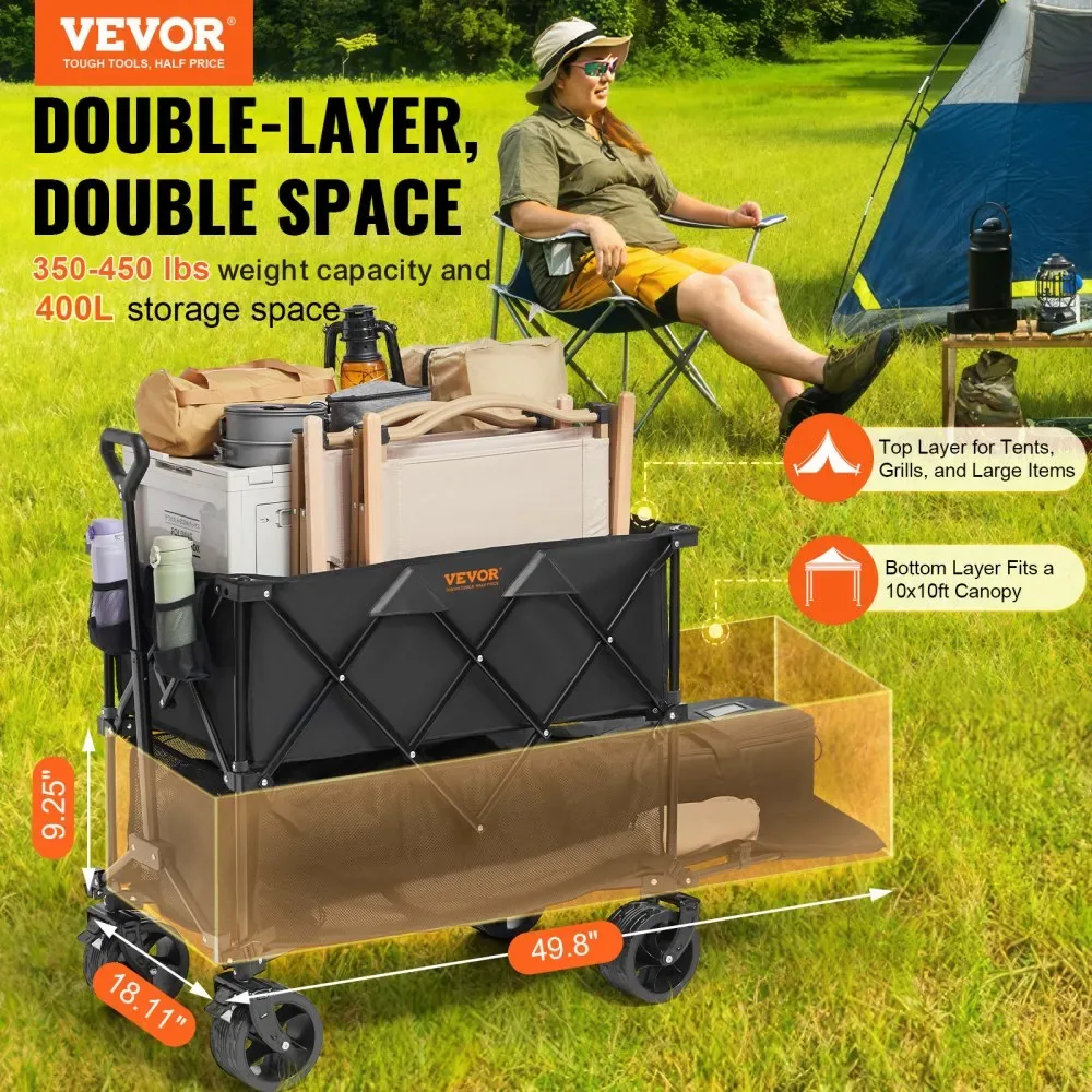 VEVOR wagon cart loaded for camping in yard