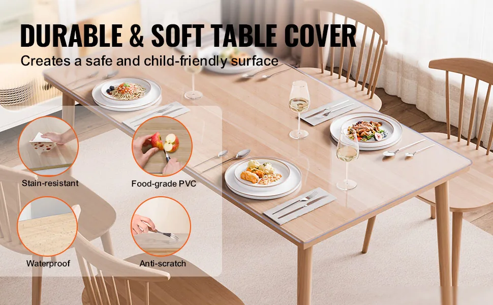 VEVOR Plastic Table Cover 24 x 48 inch Clear feature 2