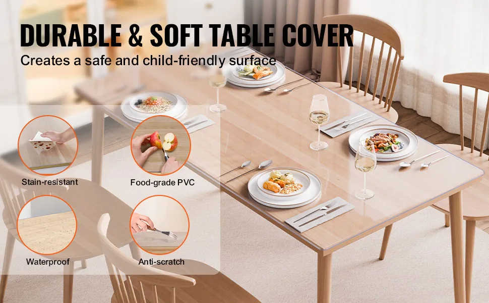 VEVOR Plastic Table Cover 36 x 48 inch Clear feature 2