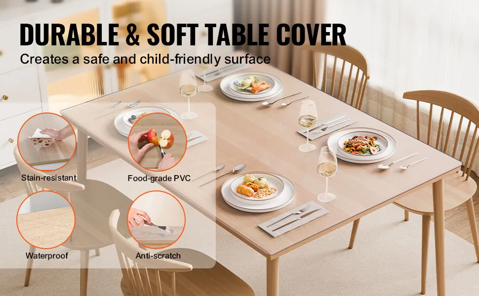 VEVOR Plastic Table Cover 36 x 60 inch Frosted Clear feature 2