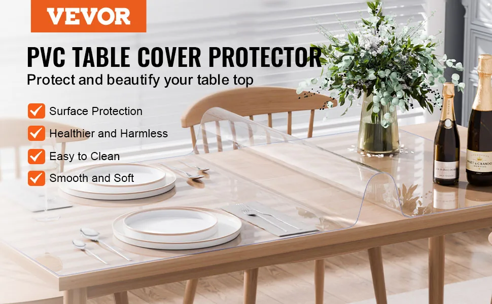 VEVOR Plastic Table Cover 40 x 60 inch Clear overview