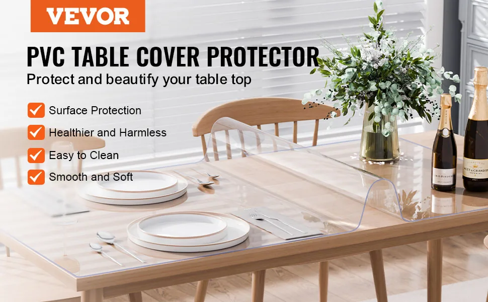 VEVOR Plastic Table Cover 42 x 60 inch Clear overview