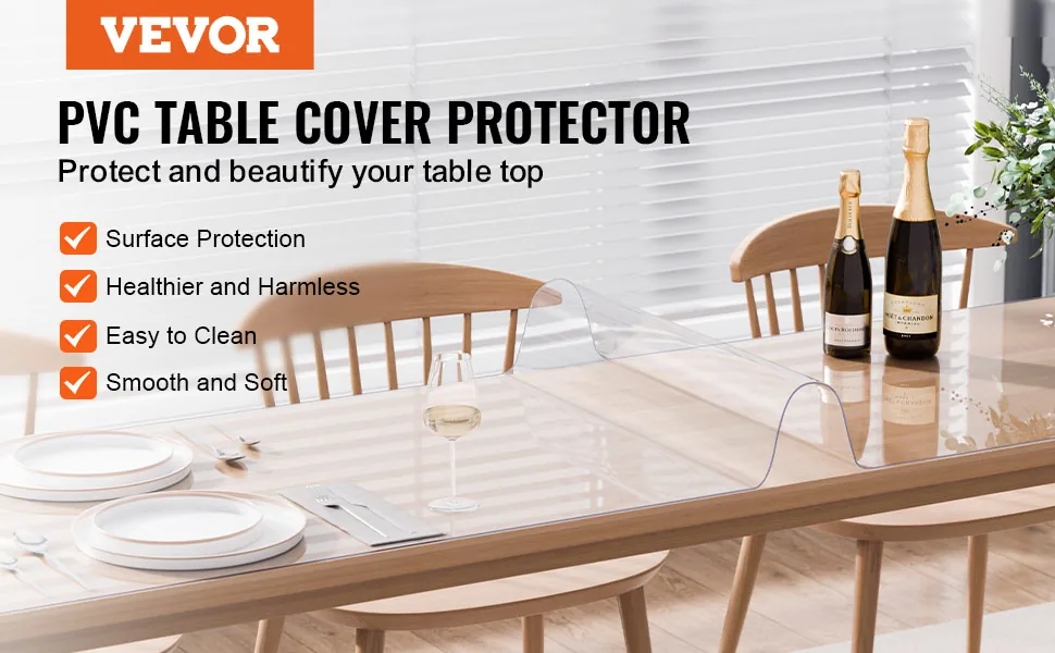VEVOR Plastic Table Cover 42 x 96 inch Clear overview