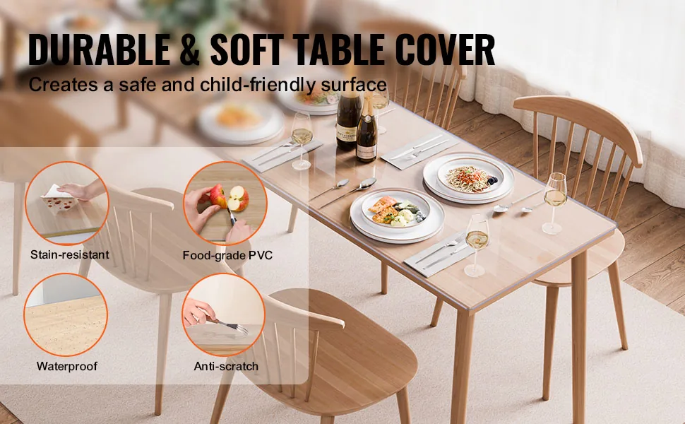 VEVOR Plastic Table Cover 42 x 96 inch Clear feature 2