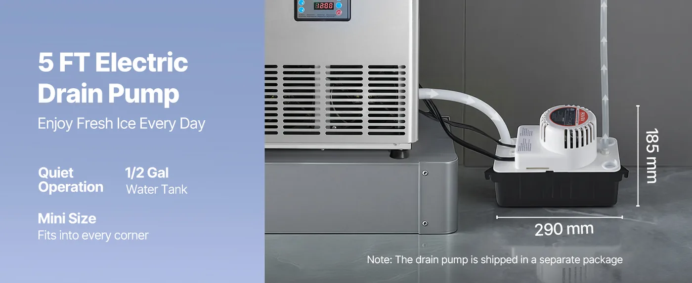 VEVOR Commercial Ice Maker Machine with Pump 5 FT Electric Drain Pump