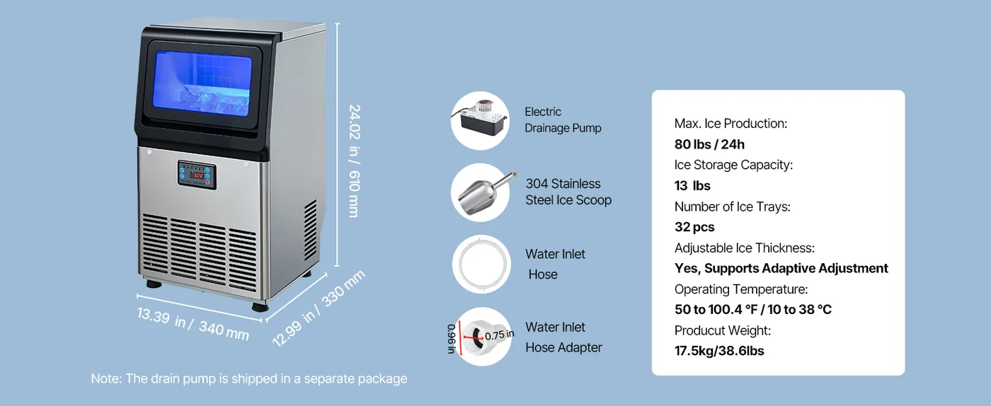 VEVOR Commercial Ice Maker Machine with Pump feature 1