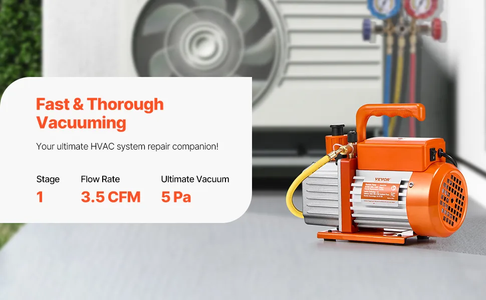 VEVOR Vacuum Pump Single-Stage Pro 3.5 CFM 1/4HP overview