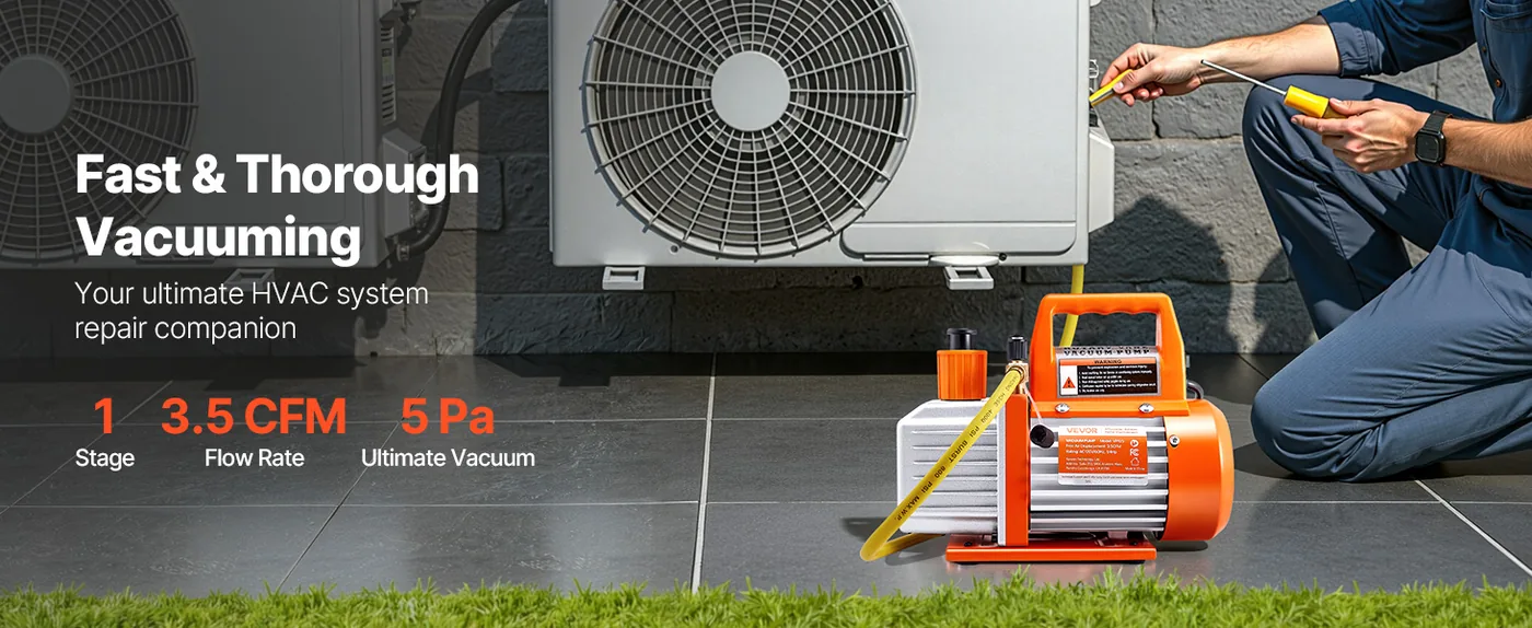 VEVOR Vacuum Pump Single Stage 3.5 CFM 1/4HP overview