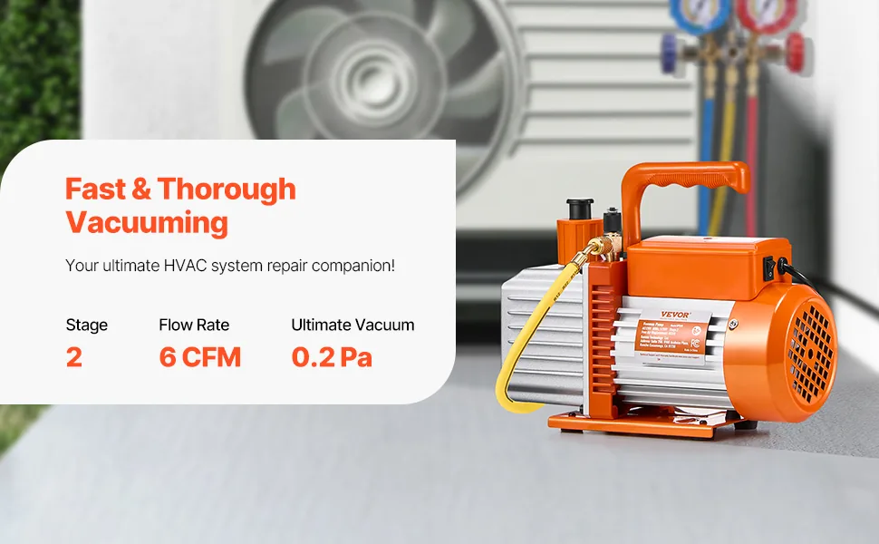 VEVOR Vacuum Pump Two-Stage Pro 6 CFM 1/2HP overview