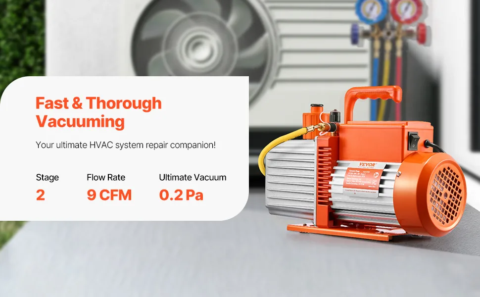 VEVOR Vacuum Pump Two-Stage Pro 9 CFM 1HP overview
