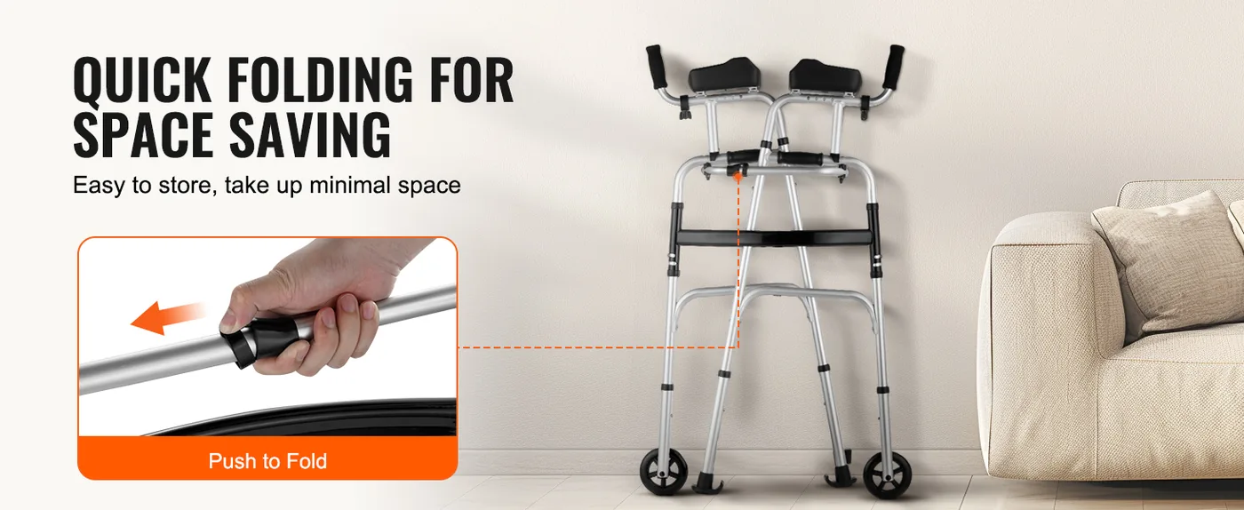 VEVOR 2 in 1 Folding Walker & Removable Armrests Standing feature 1