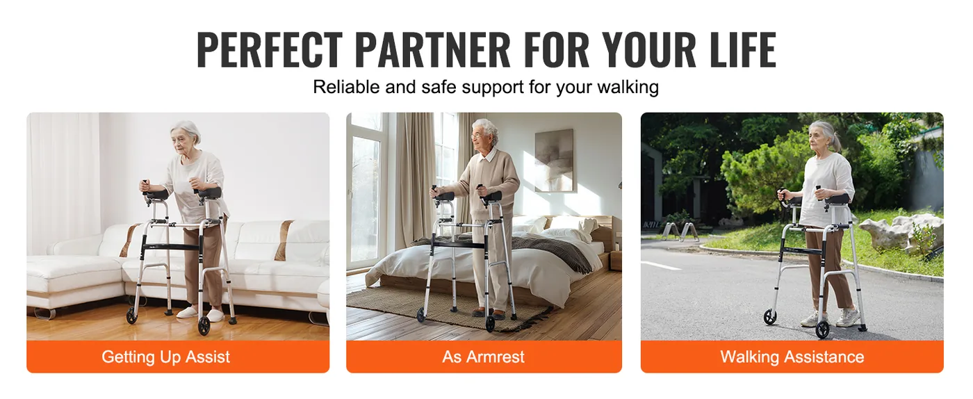 VEVOR 2 in 1 Folding Walker & Removable Armrests Standing feature 4