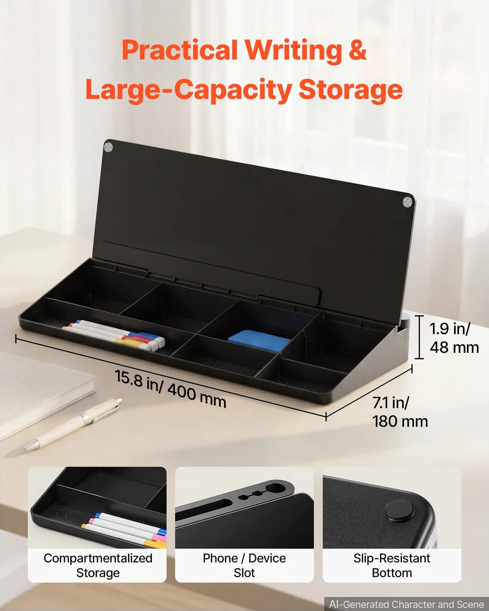 VEVOR desktop glass dry erase board on office desk