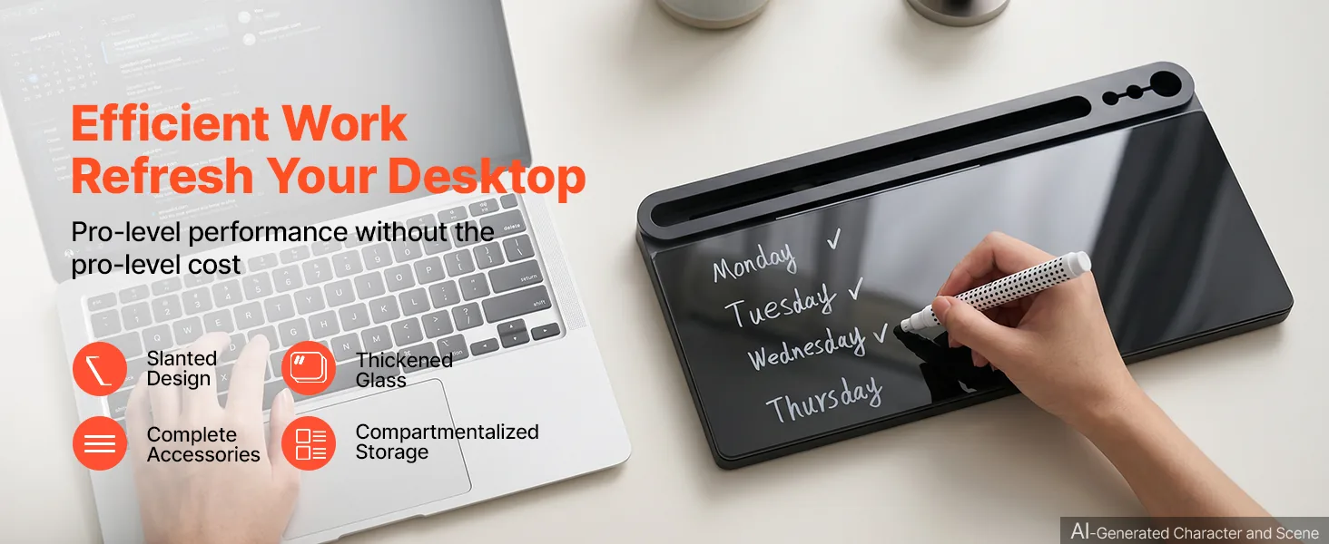 VEVOR desktop glass dry erase board overview