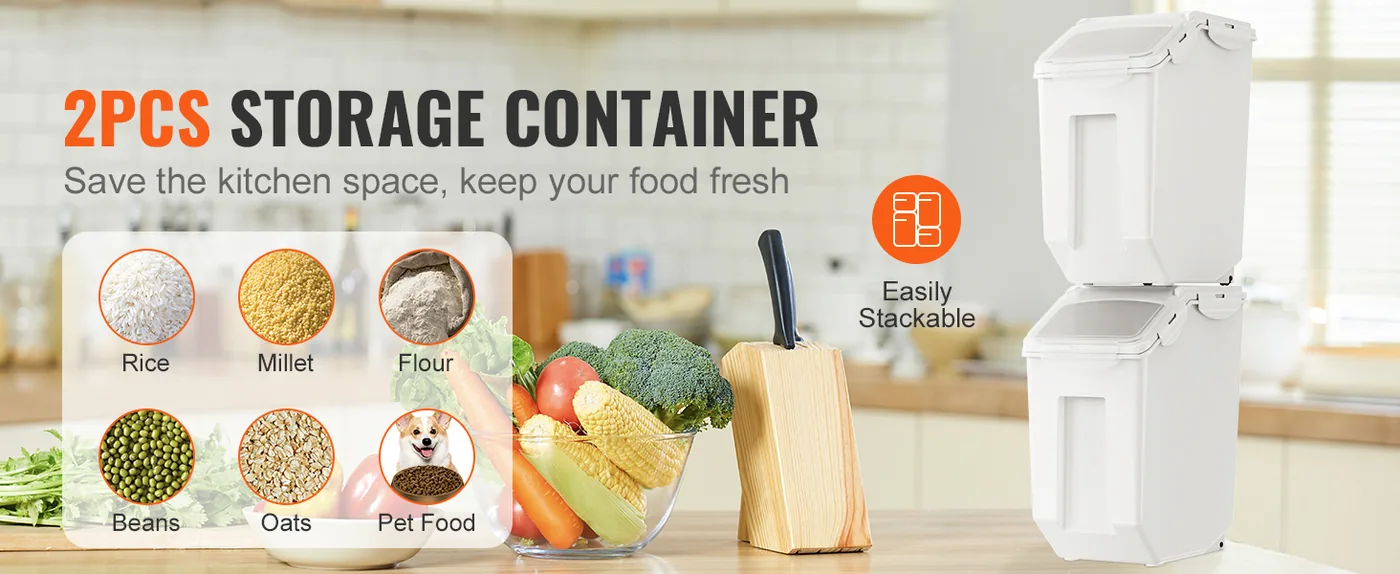 VEVOR Ingredient Storage Bin 2 pcs 15L*2 overview