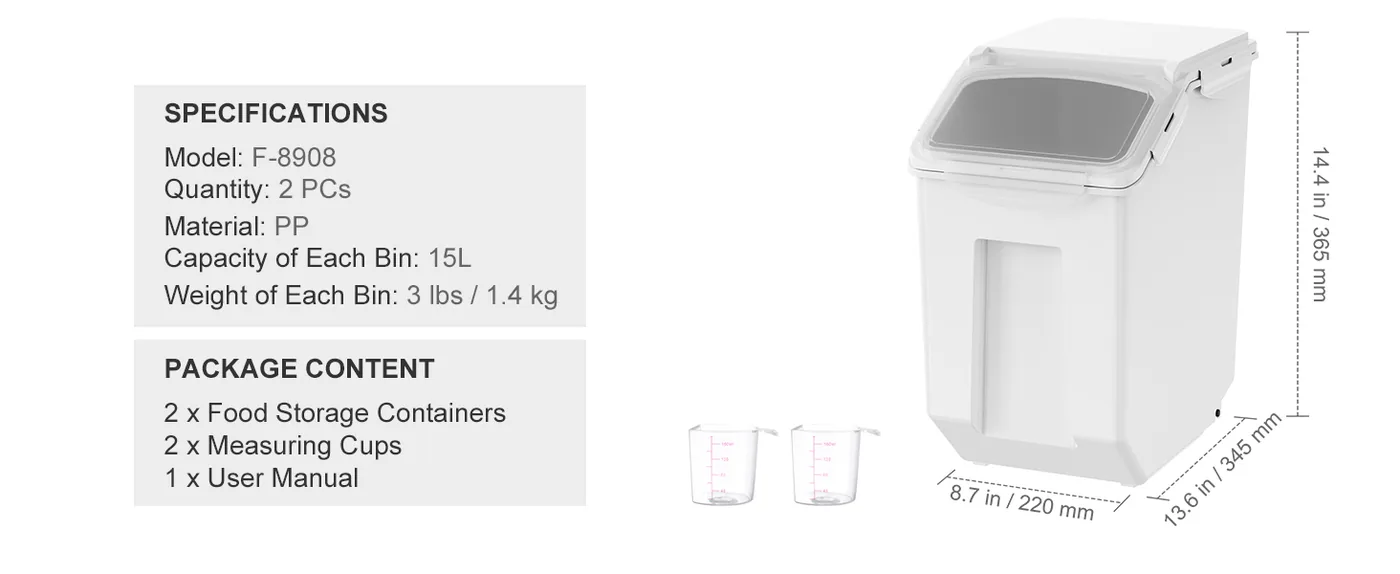 VEVOR Ingredient Storage Bin 2 pcs 15L*2 feature 5