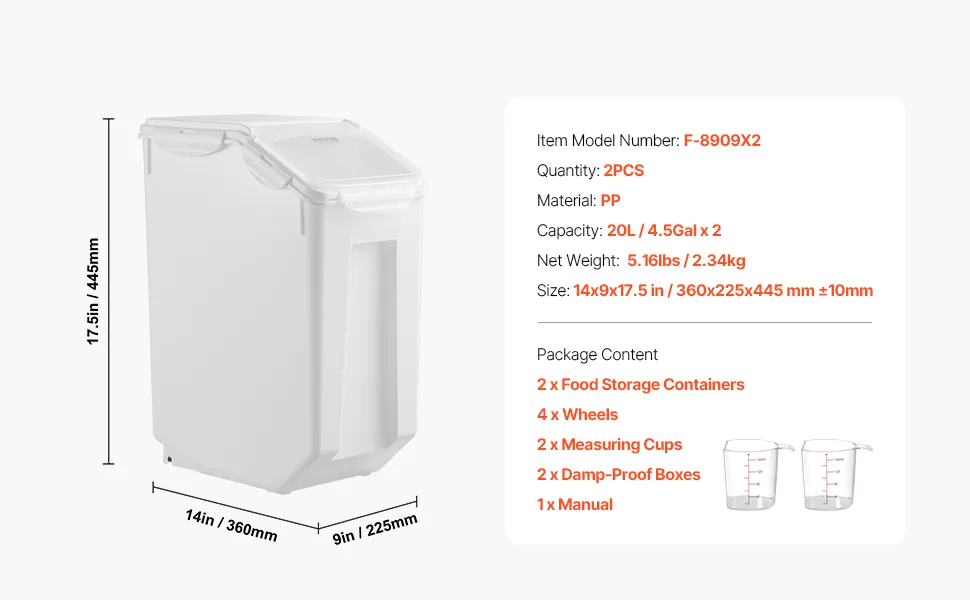 VEVOR Rice Storage Container 2 pcs 40L feature 5