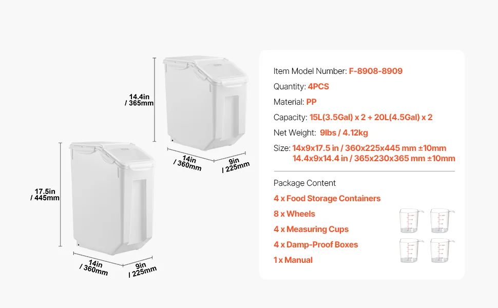 VEVOR Rice Storage Container 4 pcs 100L feature 5