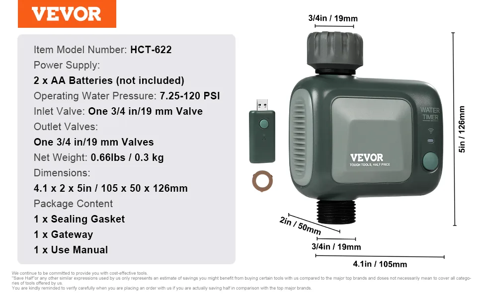 VEVOR WiFi Sprinkler Timer WiFi+Bluetooth 1 Outlet feature 5
