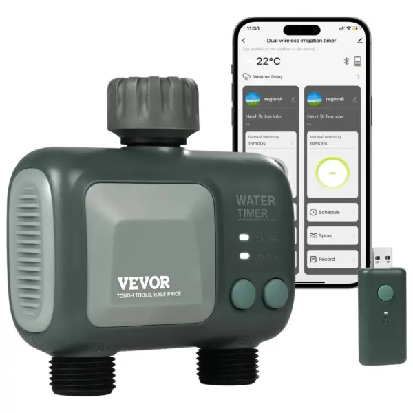 VEVOR WiFi Sprinkler Timer WiFi+Bluetooth 2 Outlets product image 1