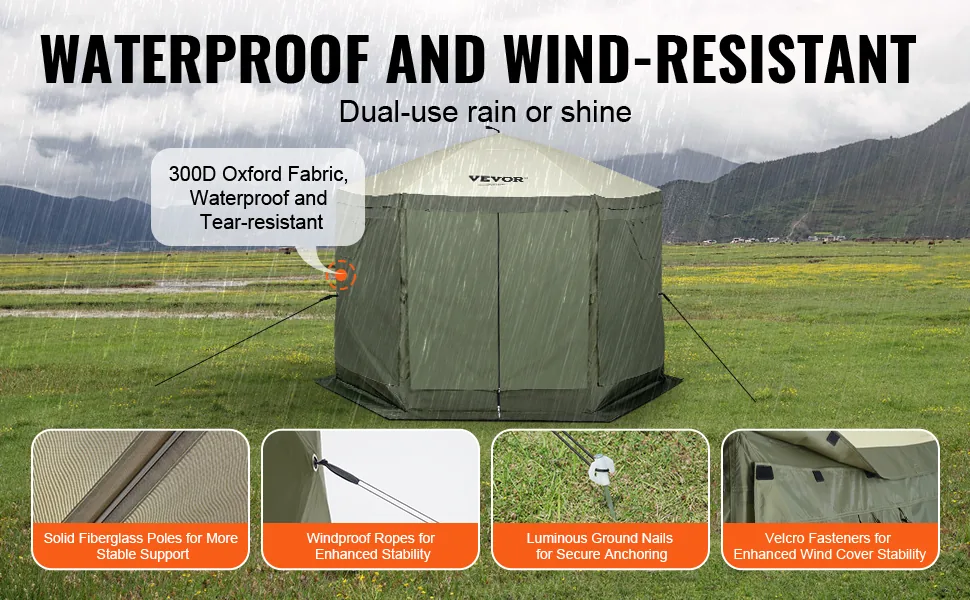 VEVOR 10 x 10 ft pop up gazebo screen tent overview