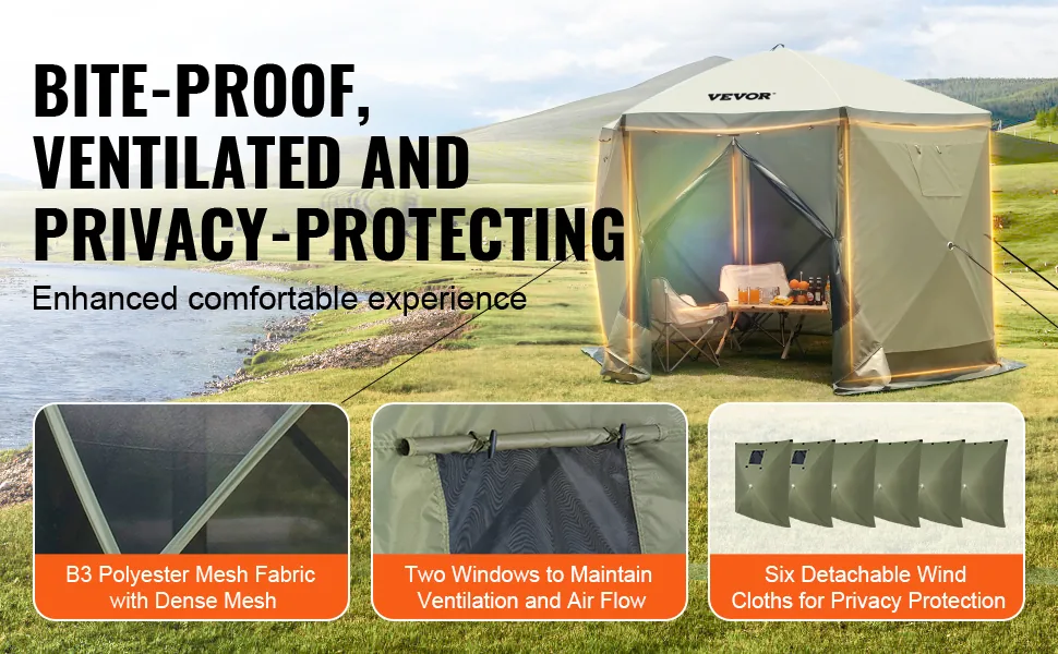 VEVOR gazebo screen tent mesh windows detail