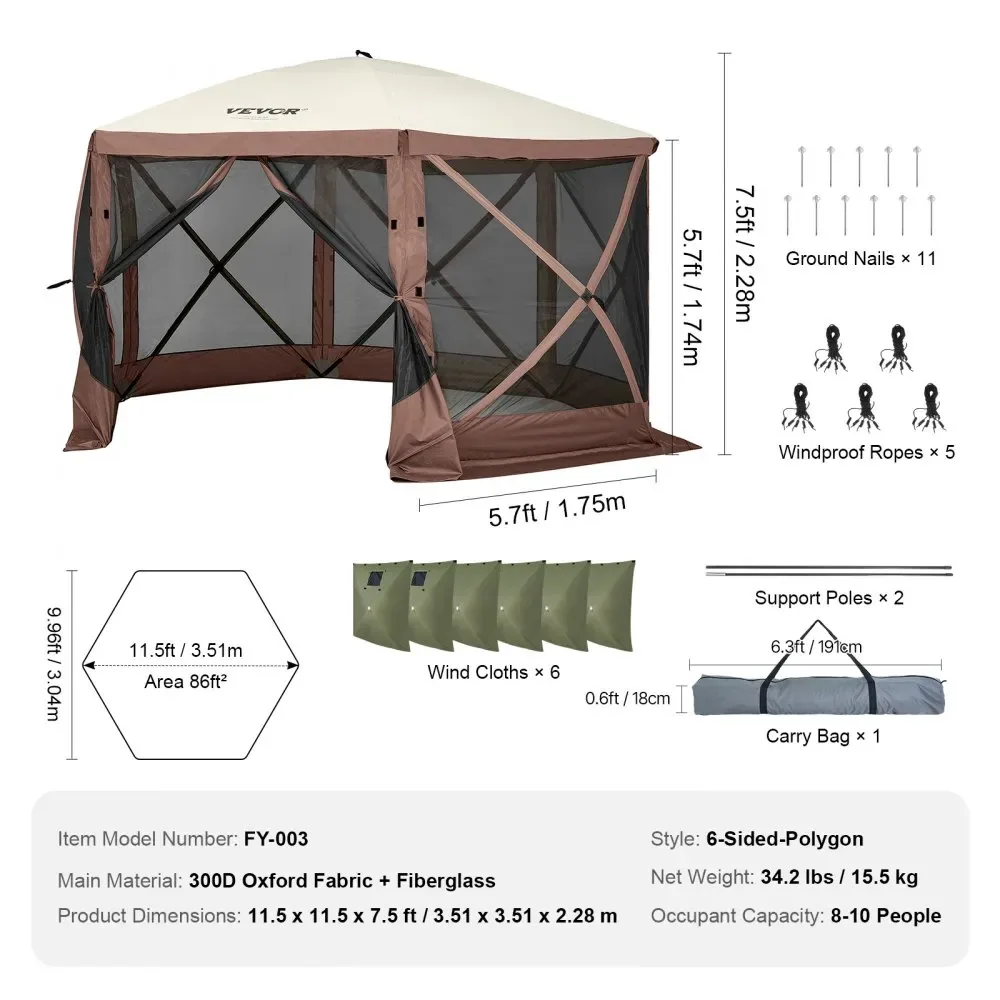 VEVOR gazebo screen tent carry bag package