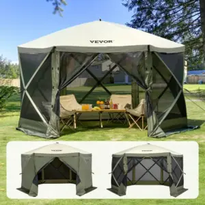 VEVOR 12 x 12 ft army green gazebo screen tent front view