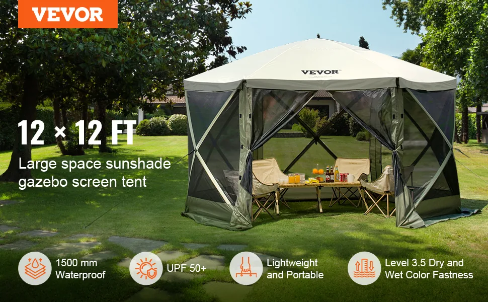 VEVOR 12 x 12 ft pop up gazebo screen tent overview