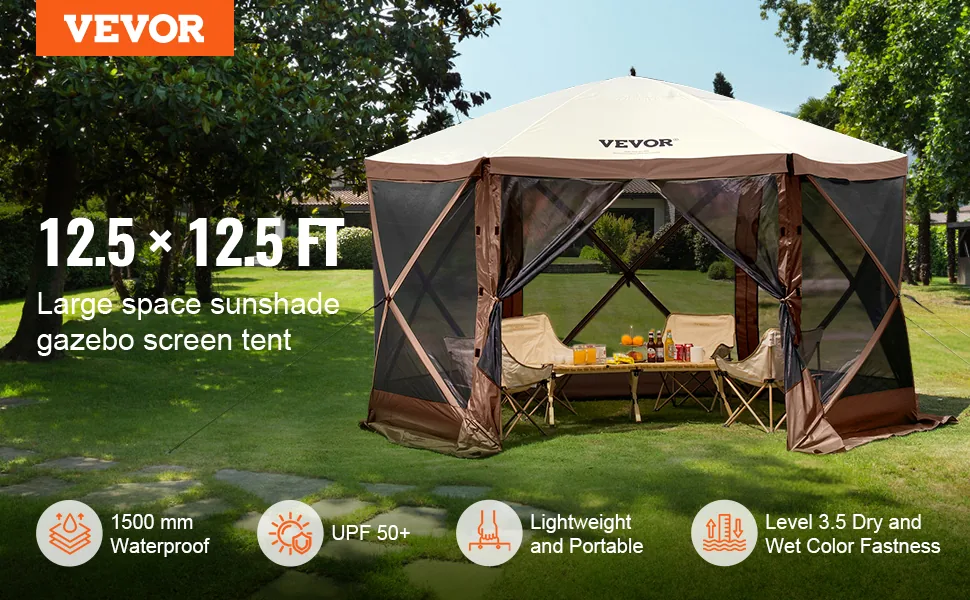 VEVOR 12.5 x 12.5 ft pop up gazebo screen tent overview