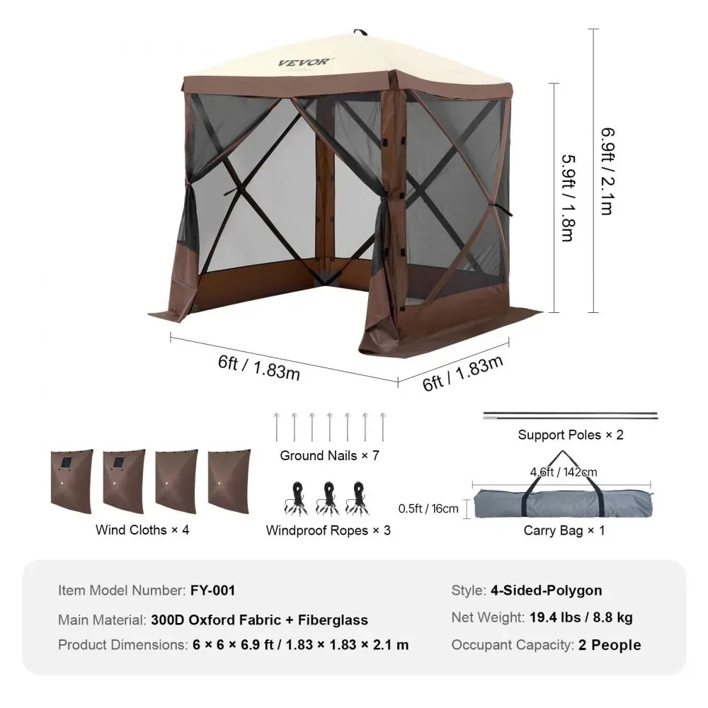 VEVOR gazebo screen tent carry bag package