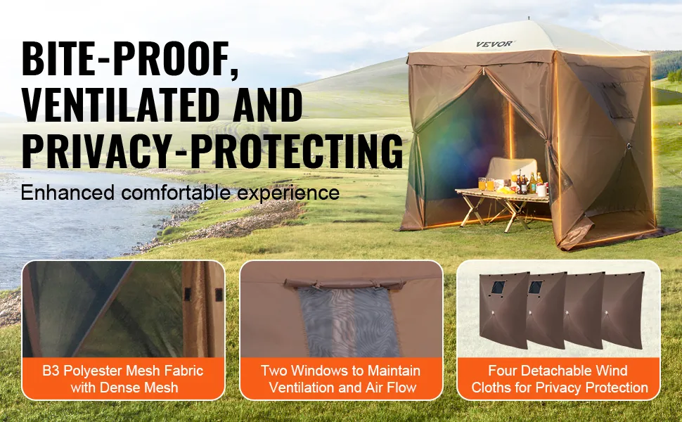 VEVOR gazebo screen tent mesh windows detail