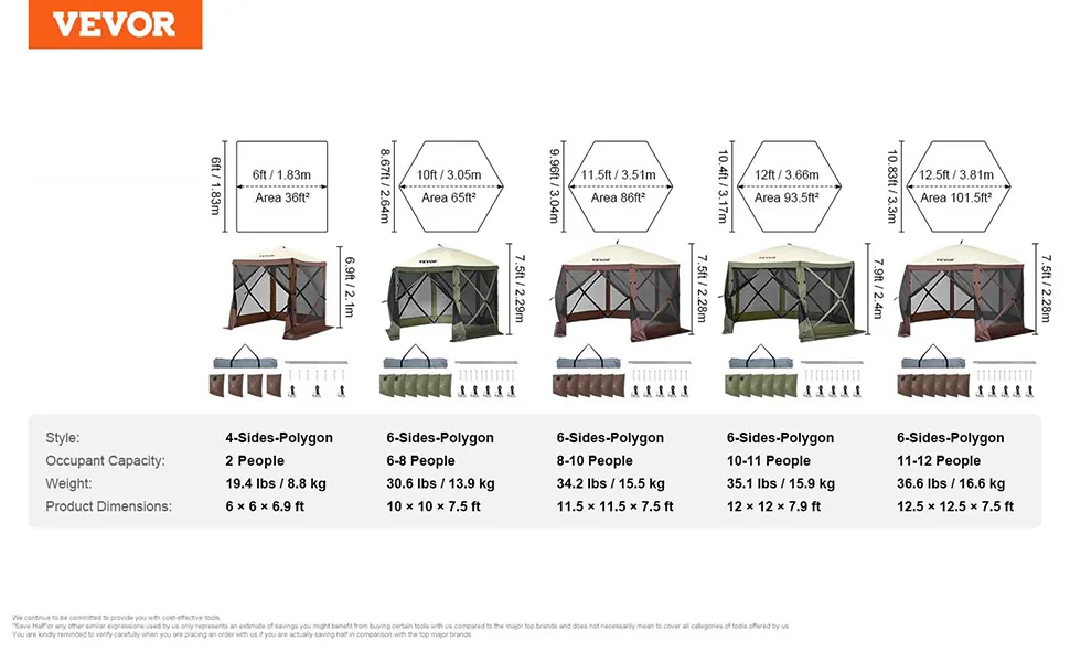 VEVOR gazebo screen tent side view