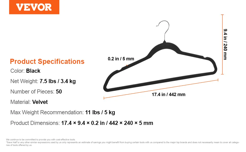VEVOR Hangers Black - Velvet feature 5