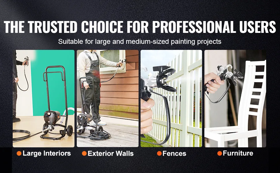 VEVOR 750W Airless Paint Sprayer with Cart 3000 PSI high pressure detail 3
