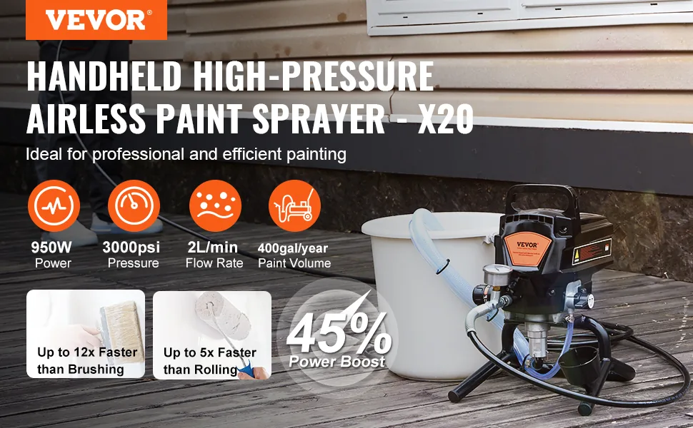 VEVOR 950W Airless Paint Sprayer 3000 PSI Electric Stand overview
