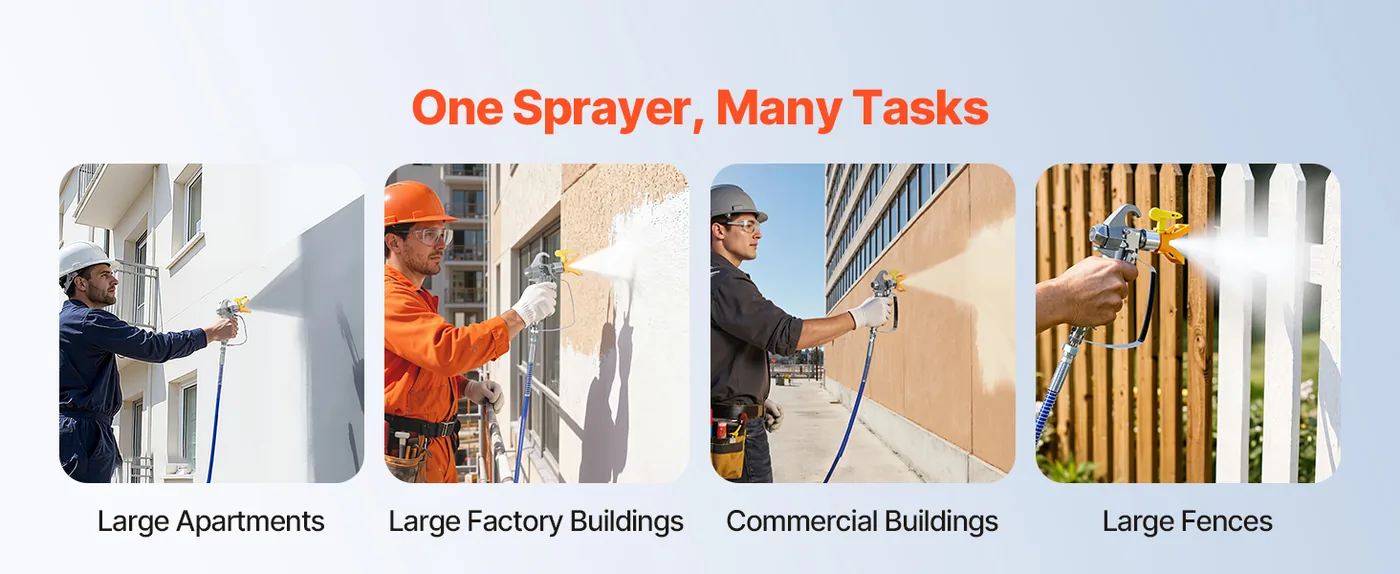 VEVOR 1500W Electric Airless Paint Sprayer with Cart Multi-Purpose
