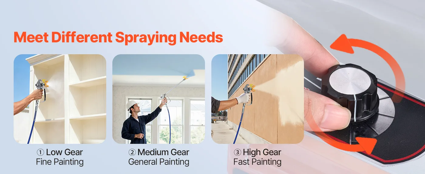 VEVOR 1500W Electric Airless Paint Sprayer with Cart Pressure Adjustment