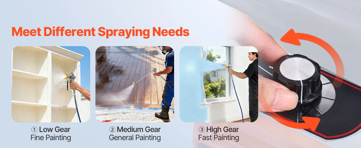 VEVOR 1500W Electric Airless Paint Sprayer 3300 PSI Stand Pressure Adjustment