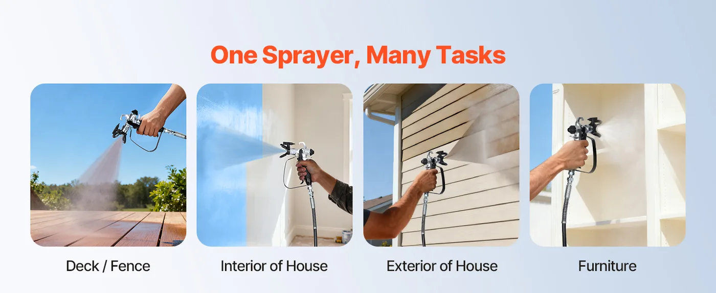 VEVOR 650W Electric Airless Paint Sprayer 3000 PSI with Cart Multi-Purpose