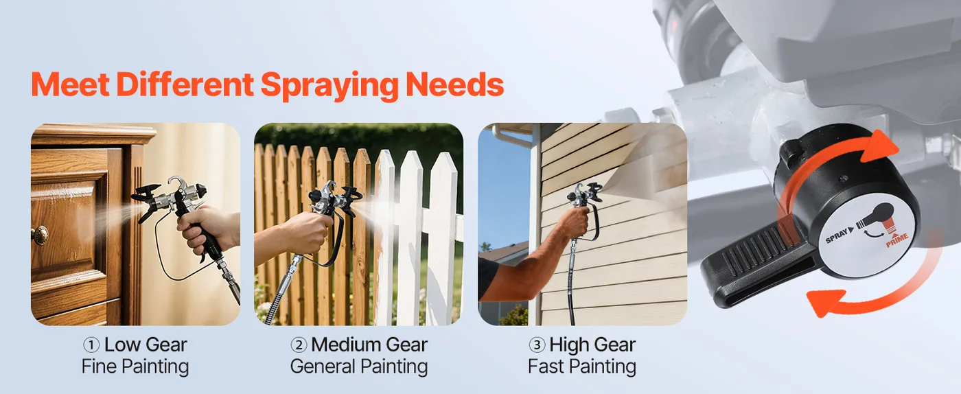 VEVOR 650W Electric Airless Paint Sprayer 3000 PSI with Cart Pressure Adjustment