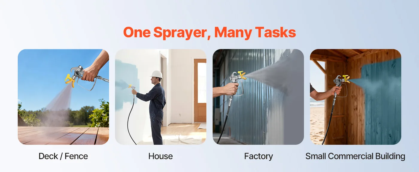 VEVOR 900W Electric Airless Paint Sprayer 3300 PSI Stand Multi-Purpose