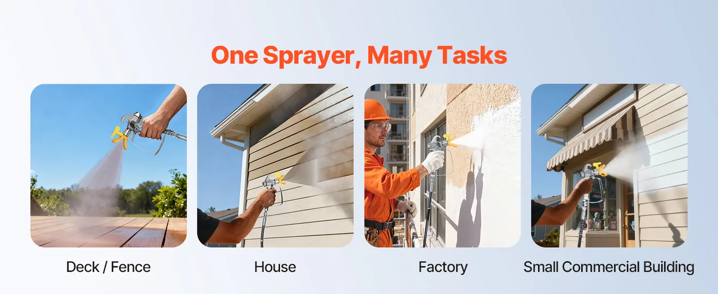 VEVOR 900W Electric Airless Paint Sprayer 3300 PSI with Cart Multi-Purpose