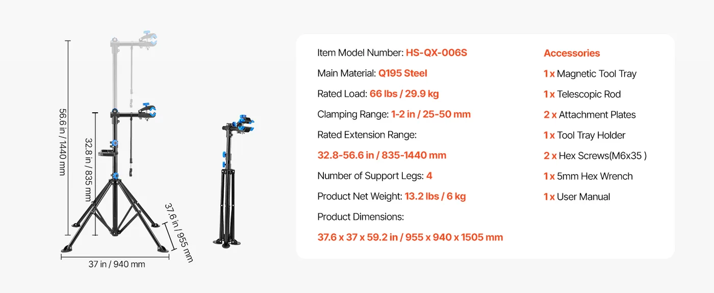 VEVOR Bike Repair Stand 66 lbs Steel feature 5