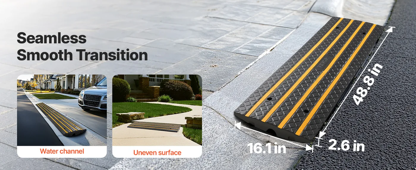VEVOR Car Driveway Rubber Curb Ramp 1 Pcs Upgraded Version Easy Adaptation