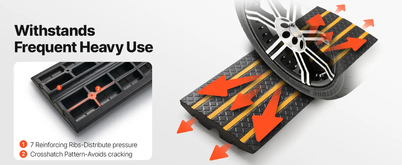 VEVOR Car Driveway Rubber Curb Ramp 2 Pcs Upgraded Version Sturdy Structure